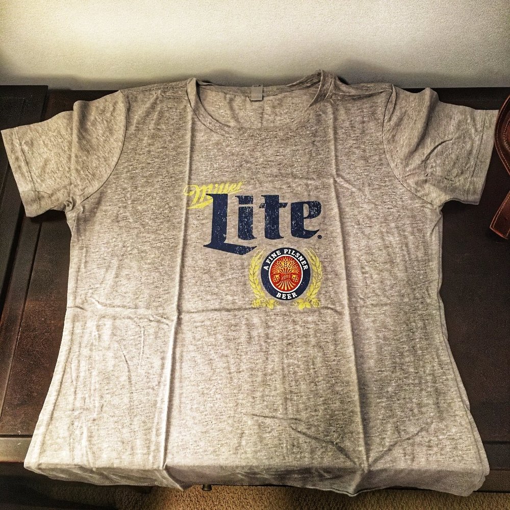 Women's Miller Lite Beer Tee Shirt - Soft Grey